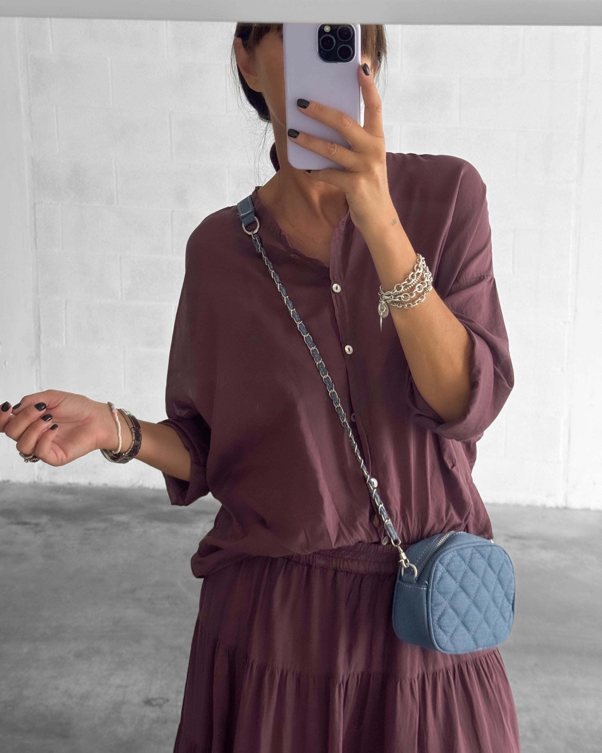 CAMICIA IN MUSSOLA PAULA DARK PLUM