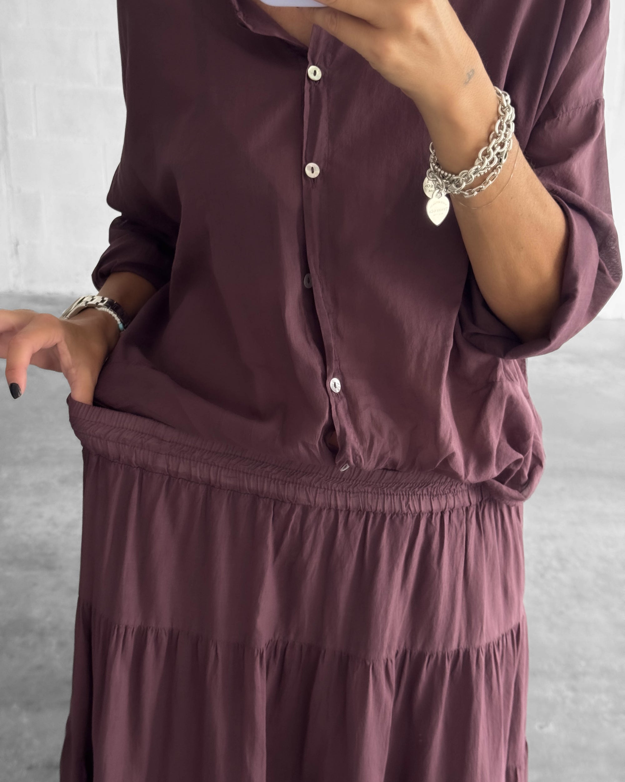 GONNA IN MUSSOLA PAULA DARK PLUM