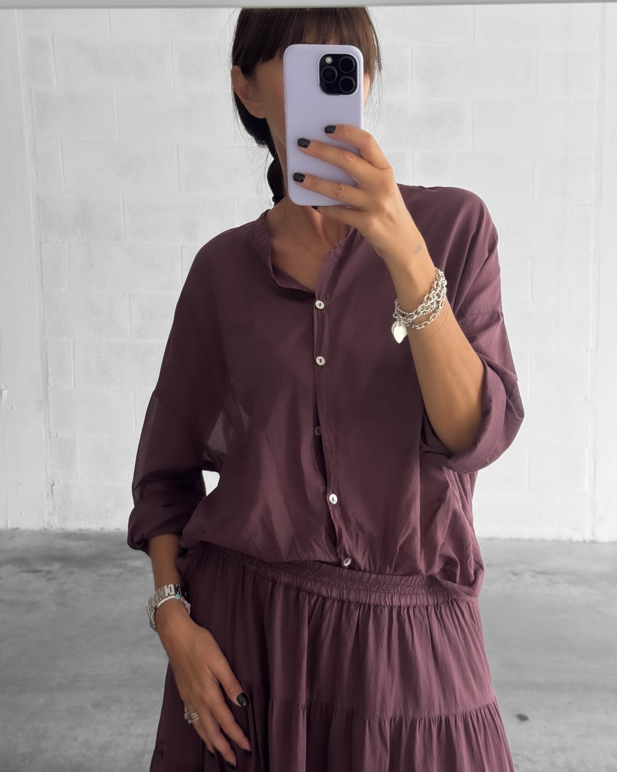 CAMICIA IN MUSSOLA PAULA DARK PLUM