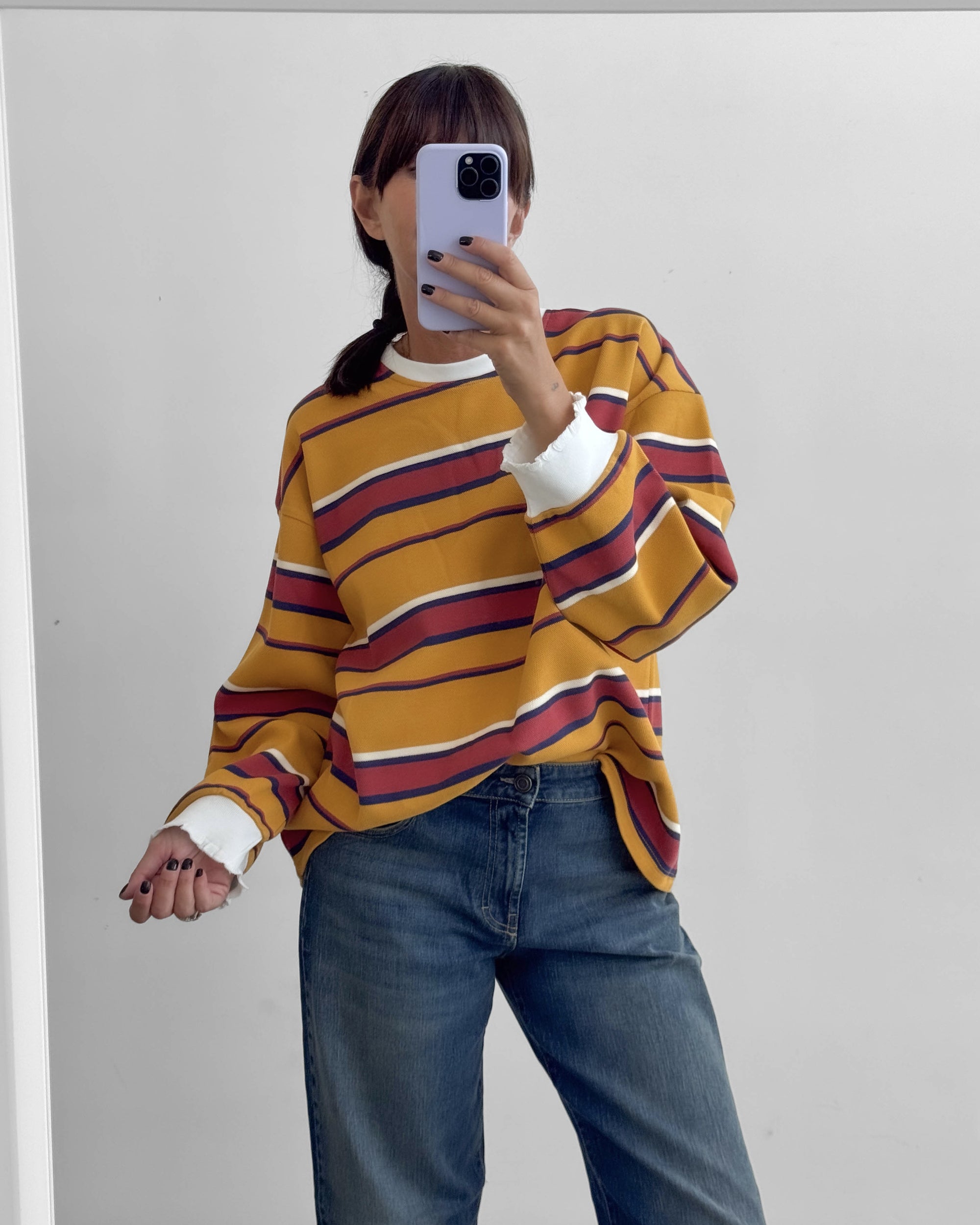 MAGLIA NIDO D'APE SENAPE MATTONE