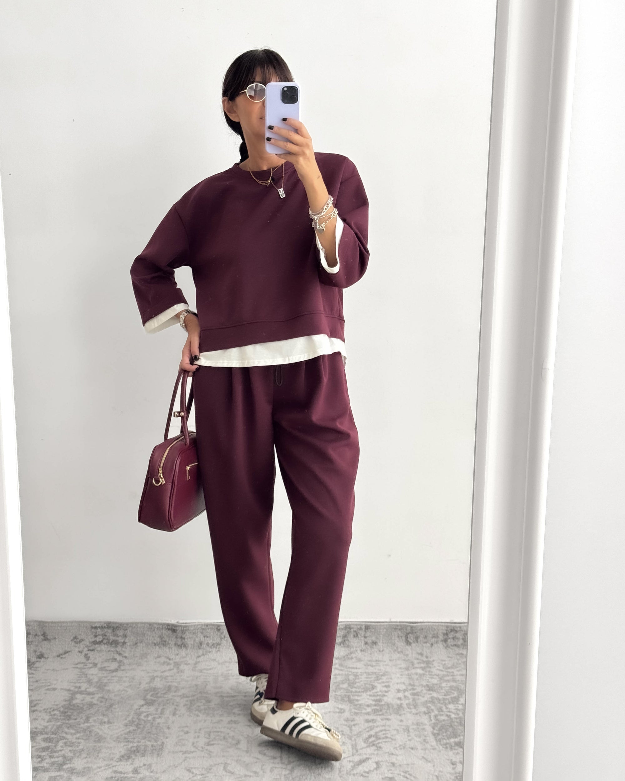 SET JANET JOGGER BORDEAUX