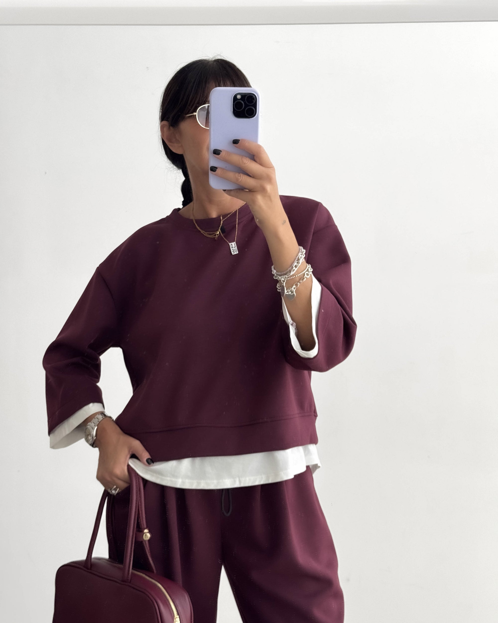 SET JANET JOGGER BORDEAUX