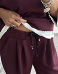 SET JANET JOGGER BORDEAUX