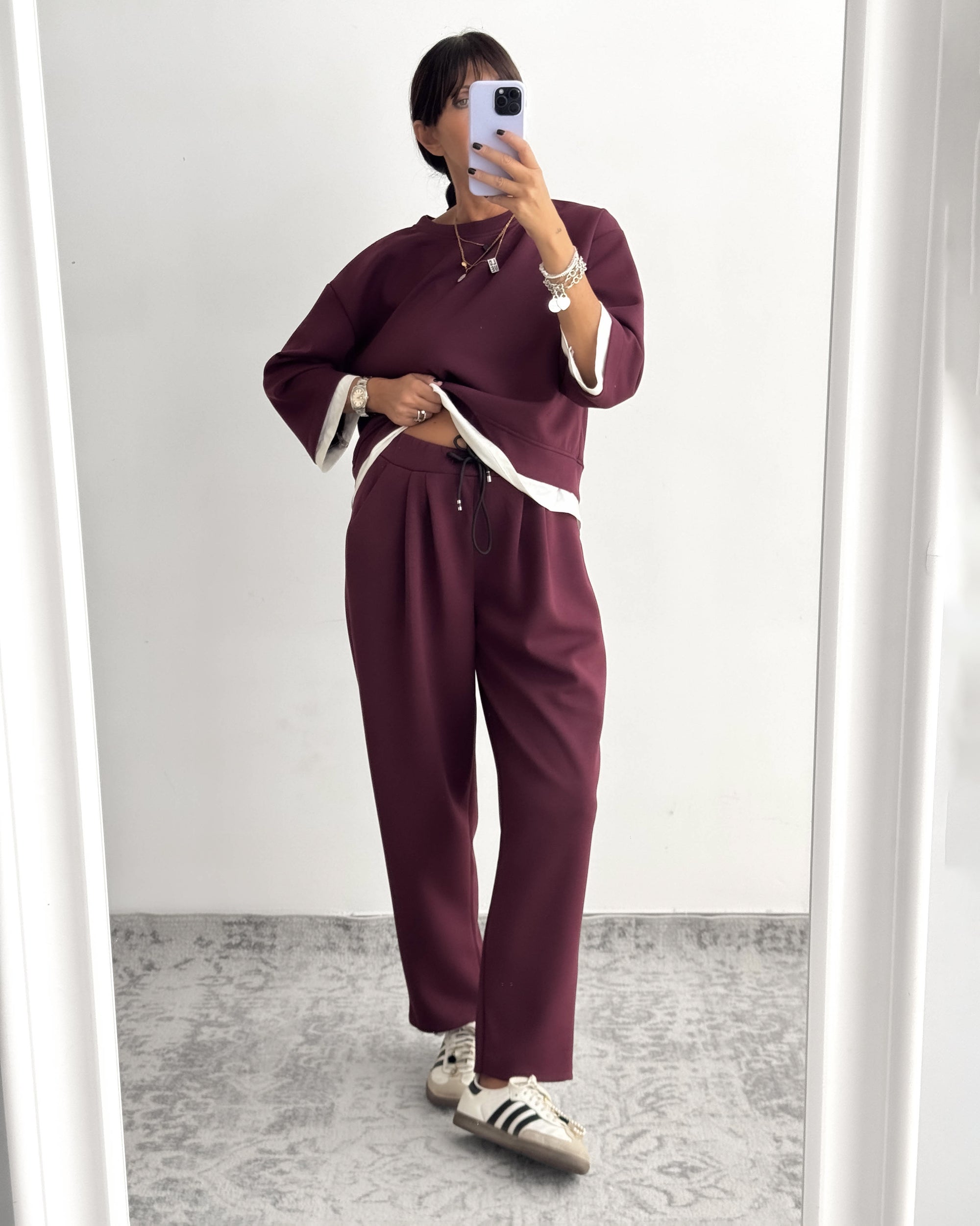 SET JANET JOGGER BORDEAUX