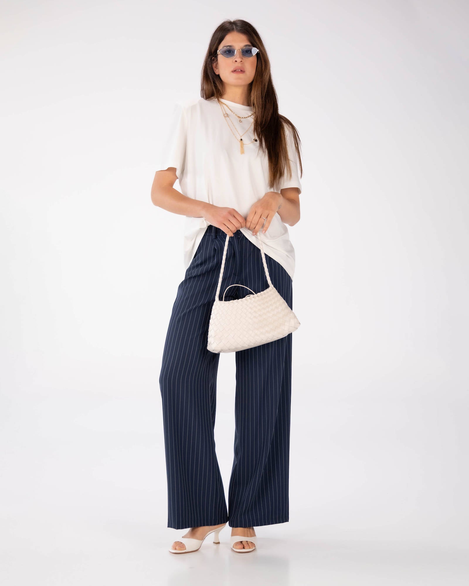 PANTALONE GESSATO NYRA BLU