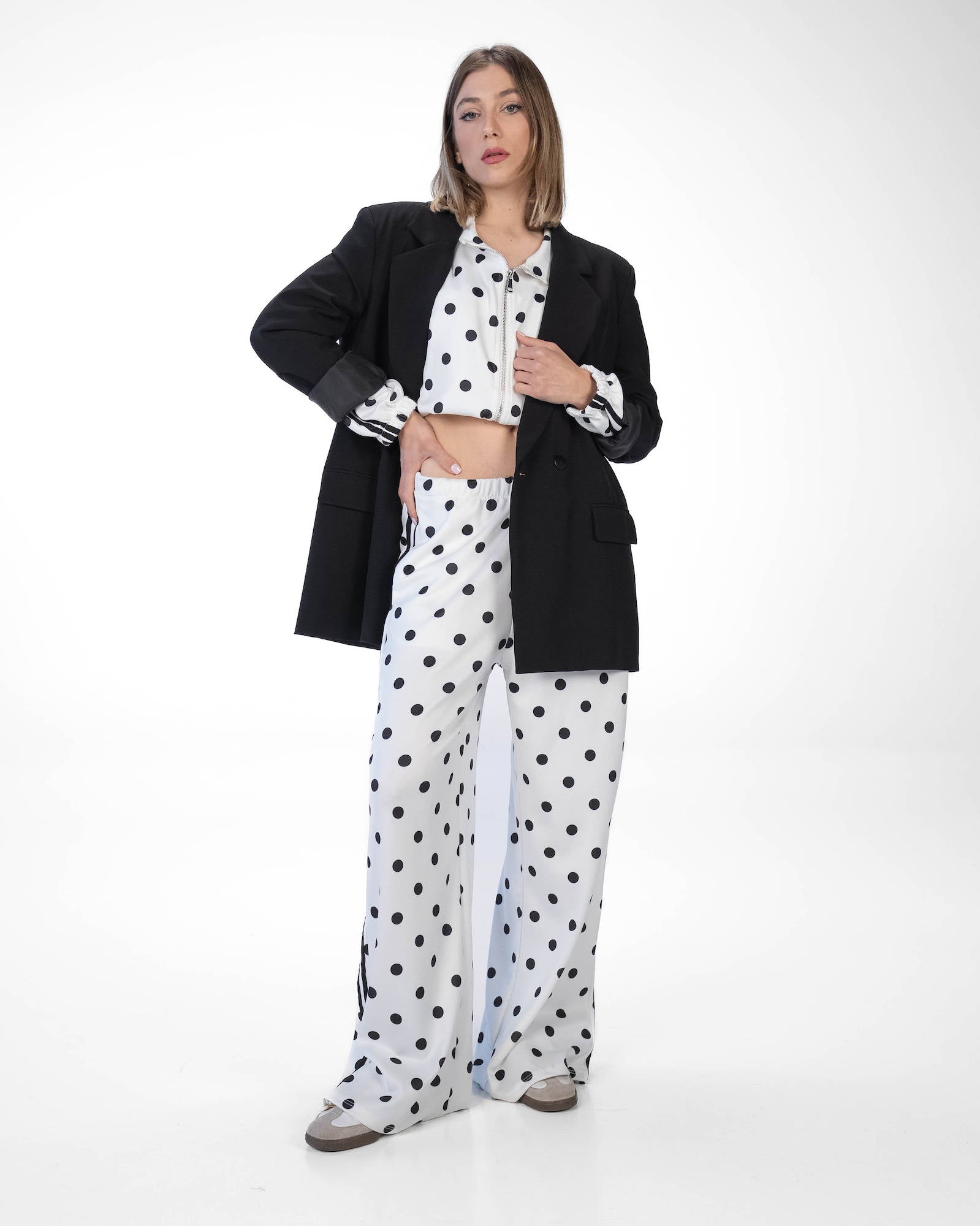 PANTALONE POIS LOLA BIANCO