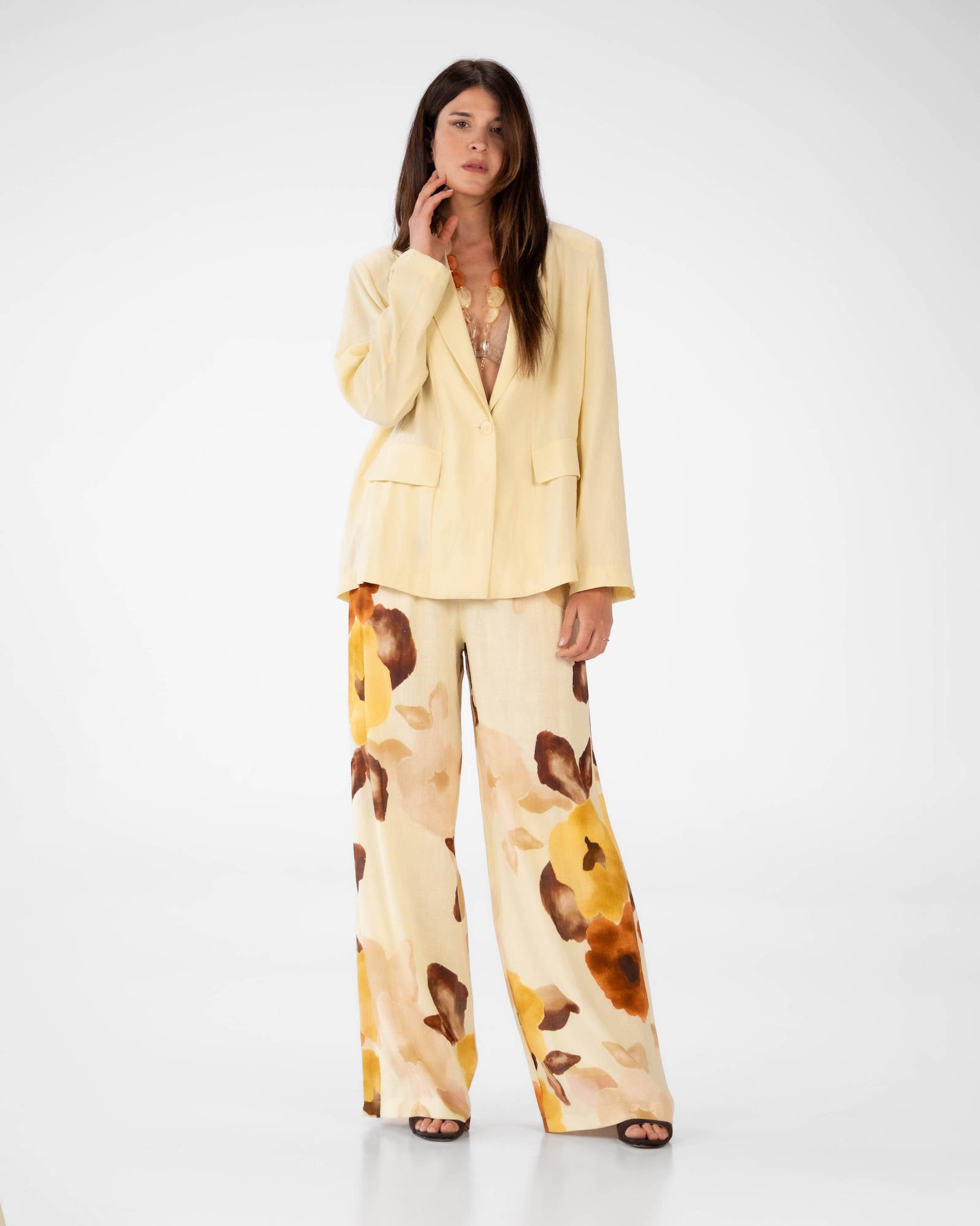 PANTALONE FLOWER CHLOE GIALLO CREMA