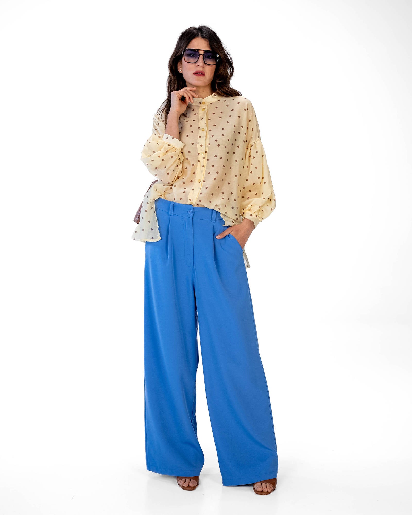 CAMICIA VIVIAN POIS GIALLO TABACCO