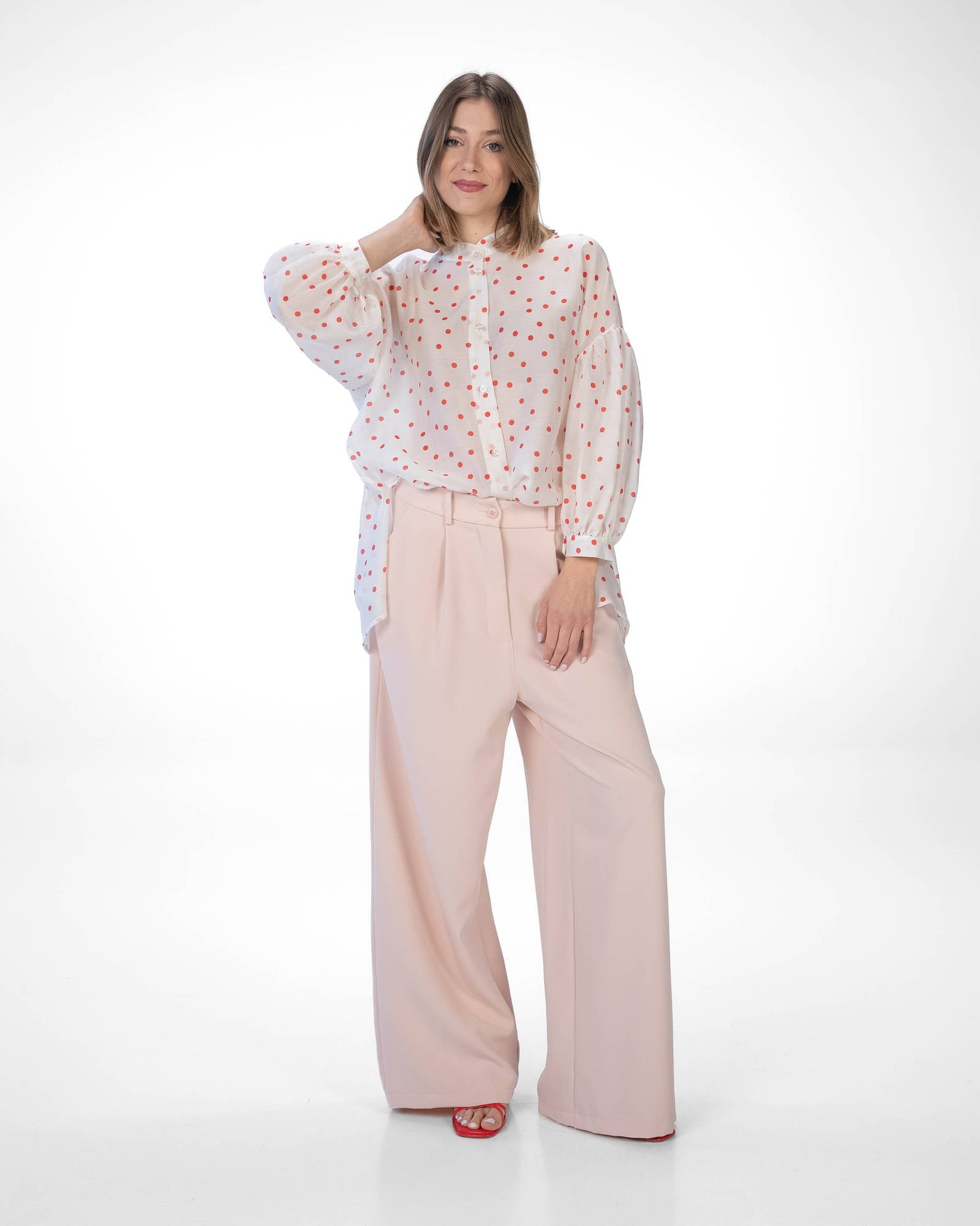 CAMICIA VIVIAN POIS PANNA ROSSO