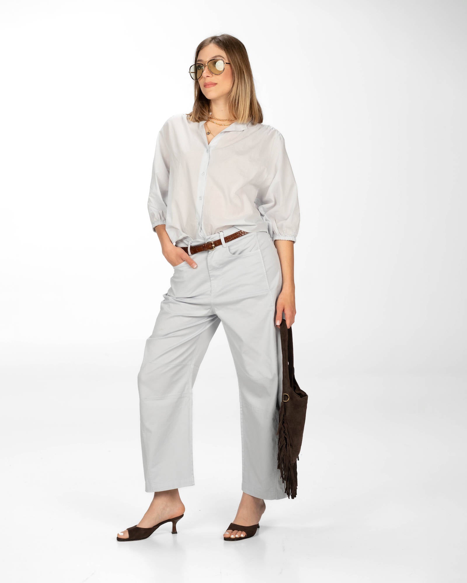 CAMICIA IN MUSSOLA NADINA AGATA GRIGIA