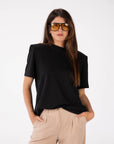 T-SHIRT CON SPALLINE KAFKA NERO