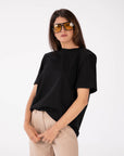 T-SHIRT CON SPALLINE KAFKA NERO