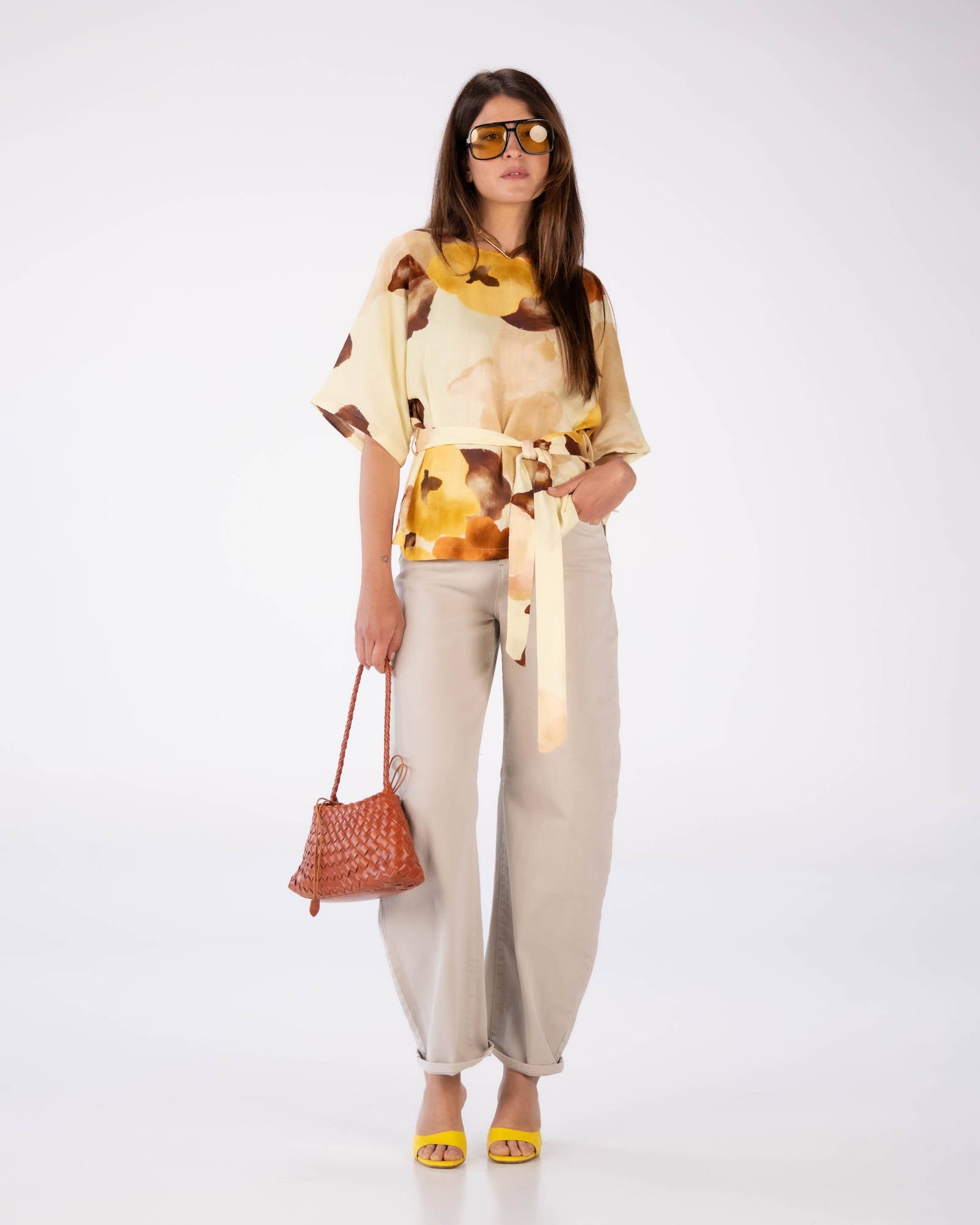 BLUSA FLOWER CHLOE GIALLO CREMA