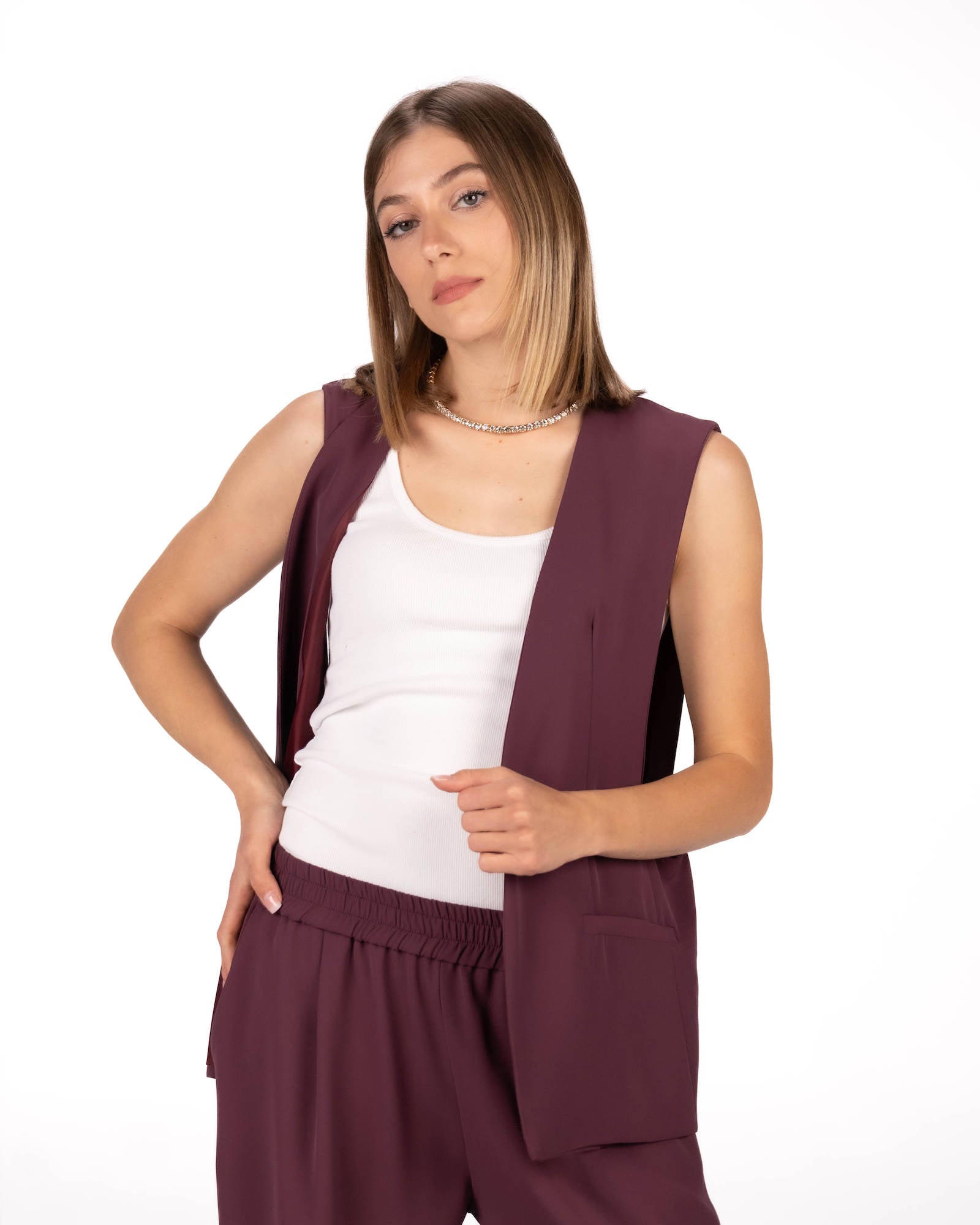 GILET LISBONA MELANZANA