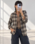 CAMICIA CHECK LORA CAMEL CELESTE