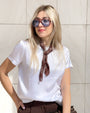 T-SHIRT SATIN NORA BIANCO OTTICO