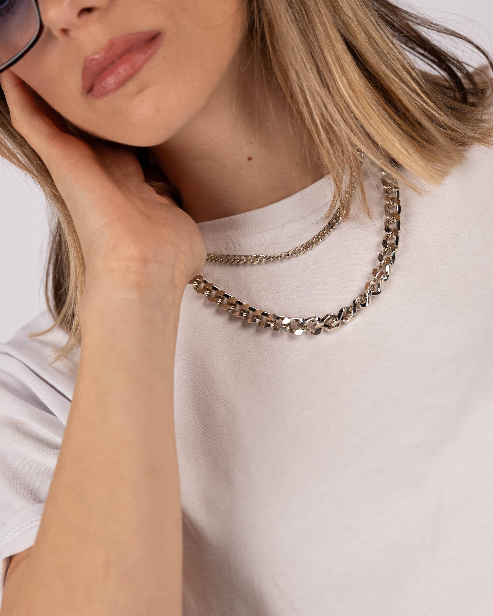 COLLANA DOPPIA SORELLE ARGENTO