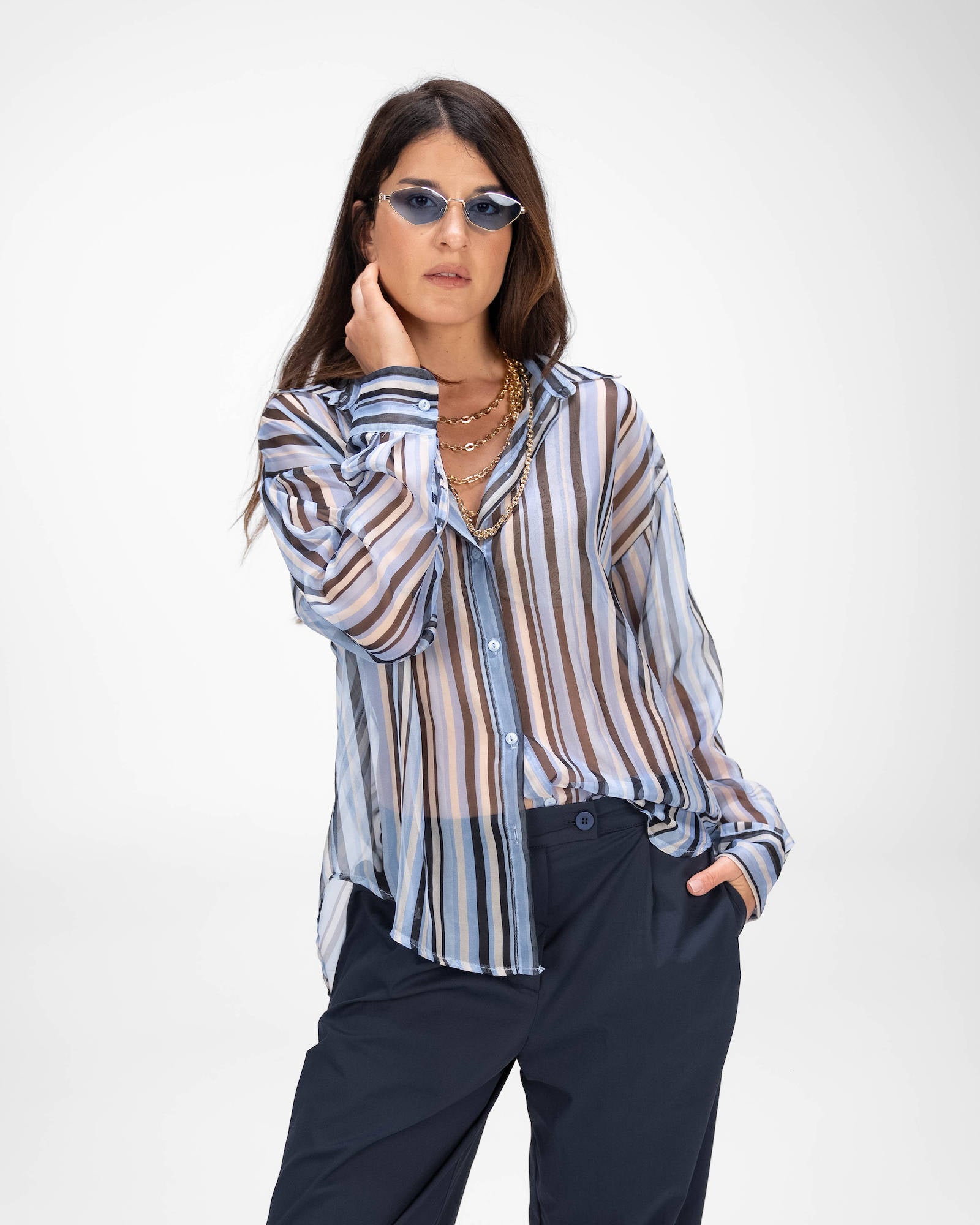 CAMICIA GLEN CELESTE
