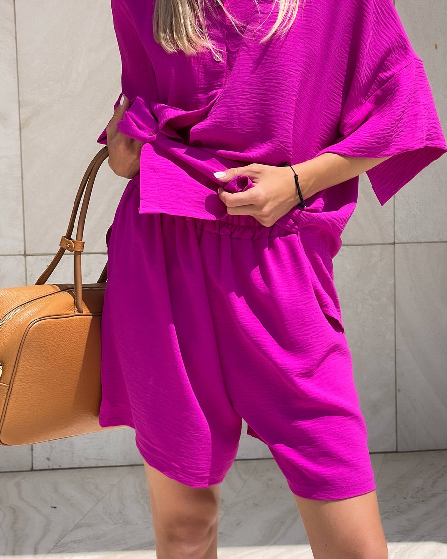COMPLETO PAROS SHORT FUCSIA