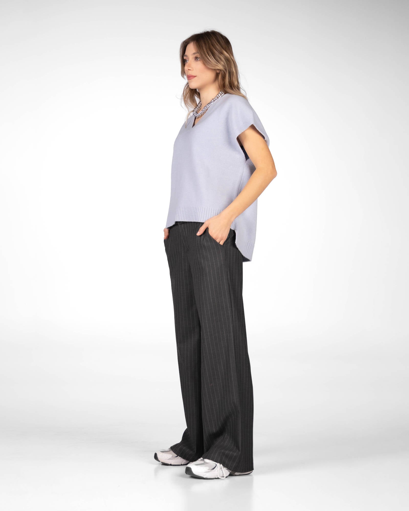 GILET IN LANA ARIEL CELESTE