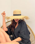 CAPPELLO PAGLIA O'HARA EFFETTO RAFIA FASCIA NERA