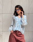 BLUSA ROUCHES OPHELIA NUVOLA