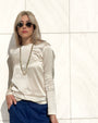 T-SHIRT SATIN NORA MANICA LUNGA BURRO