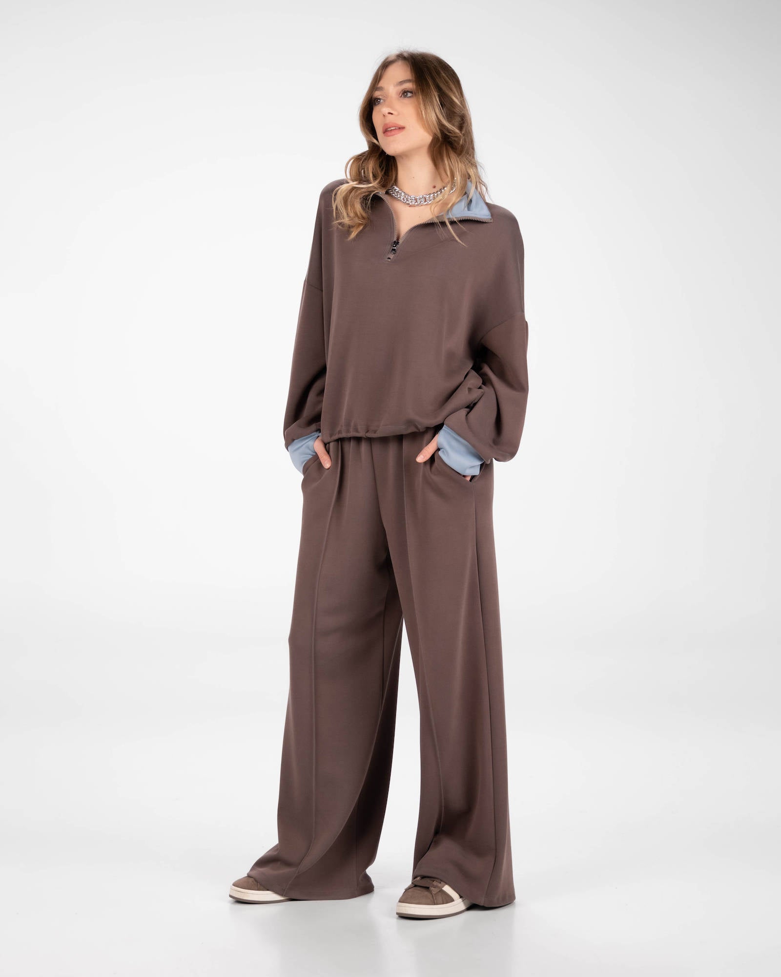 FELPA ORLANDO MARRONE CELESTE