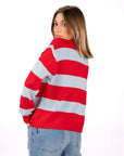 PULL A RIGHE MEGGY ROSSO CELESTE