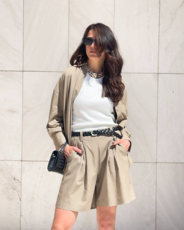 CAMICIA IN LINO VISCOSA MISTRAL CAMEL