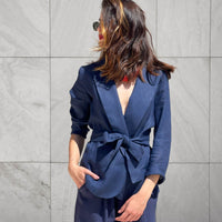 GIACCA KIMONO IN LINO PSL STUDIO BLU NAVY