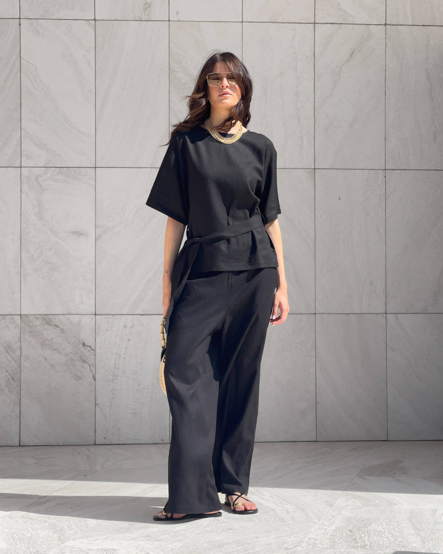 T-SHIRT CON CINTA DORIS NERO