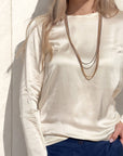 T-SHIRT SATIN NORA MANICA LUNGA BURRO
