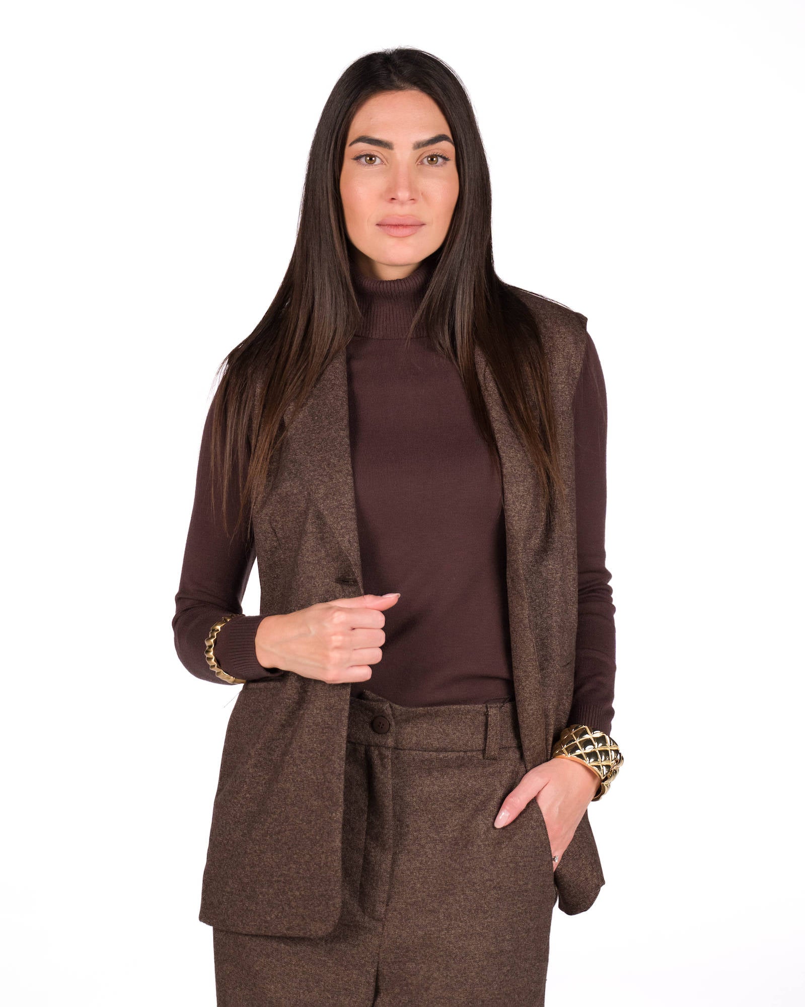 GILET MORGAN MARRONE