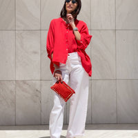 CAMICIA IN LINO MARGHERITA FLAME RED