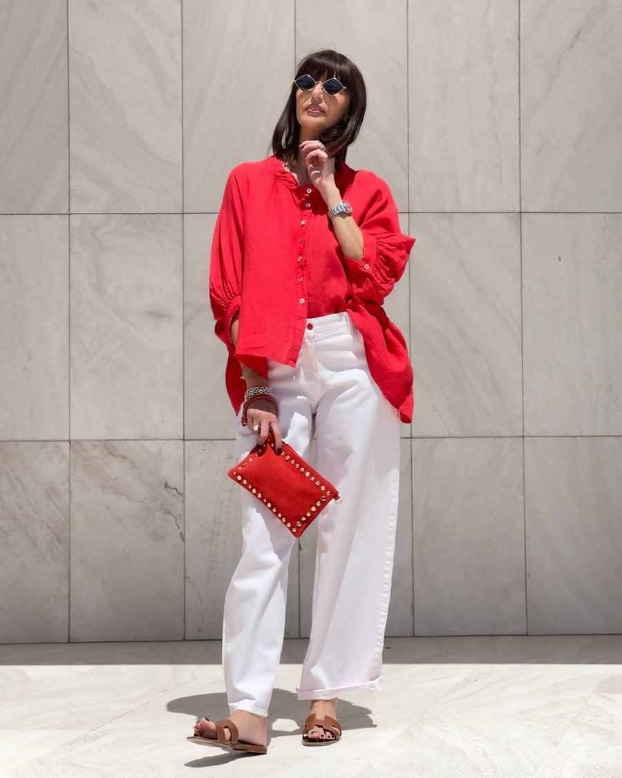 CAMICIA IN LINO MARGHERITA FLAME RED