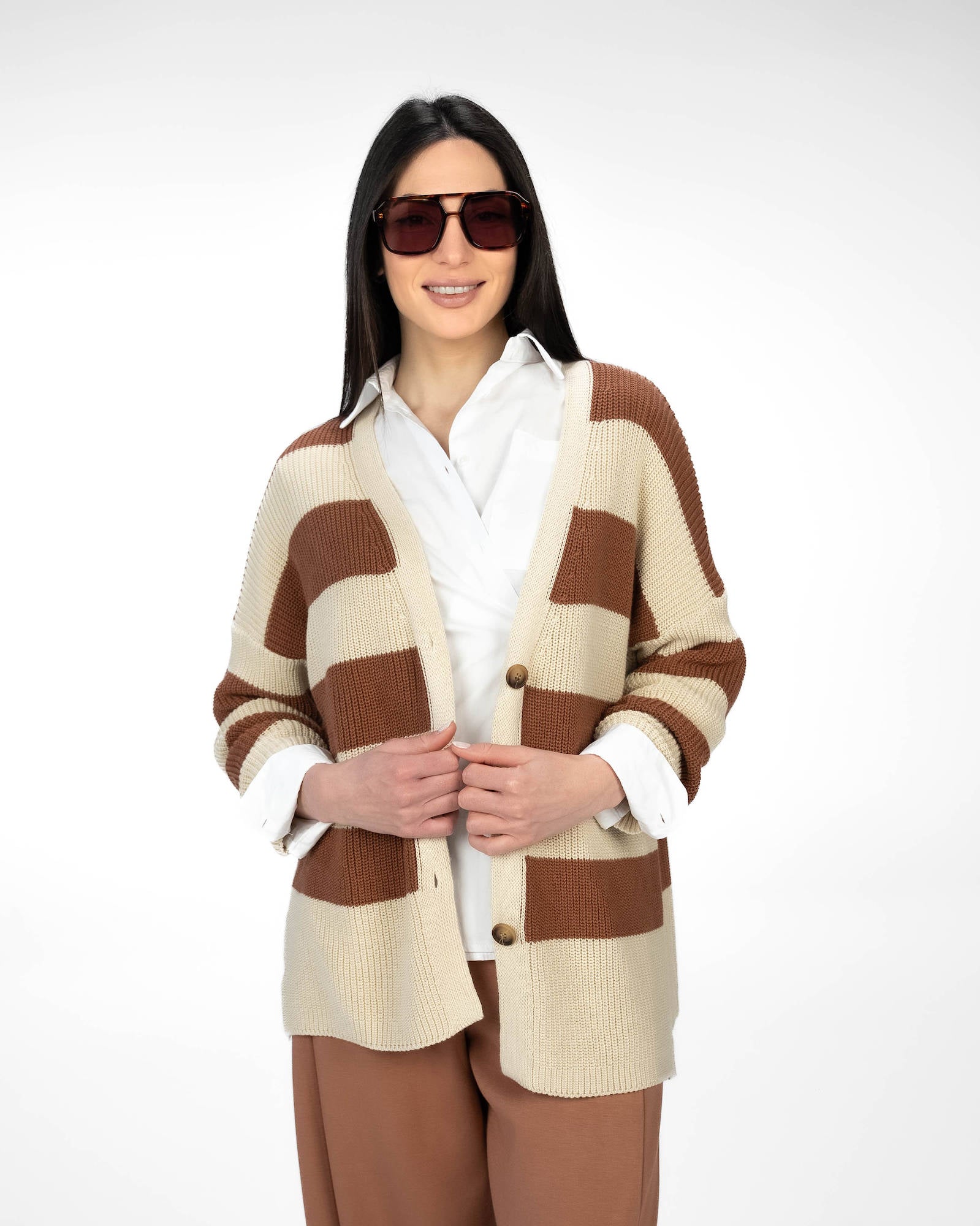 CARDIGAN RUBINA SABBIA TABACCO