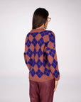CARDIGAN ROMBI CARNABY CHOCO VIOLA