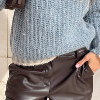 PANTALONE FAUX LEATHER COFFEE