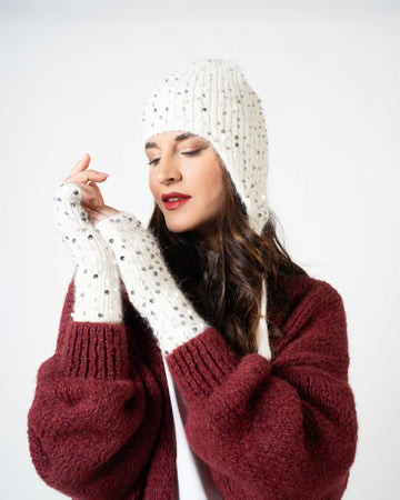 MUFFOLE CON PAILLETTES PANNA