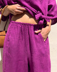PANTALONE PIPER OVETTO IN LINO  ORCHIDEA