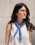 FOULARD IN SETA E COTONE PAISLEY AZZURRO