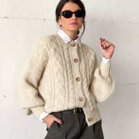 CARDIGAN TRECCE OTIS PANNA