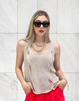 TOP CANOTTA SMAGLIATA BLAKE BEIGE