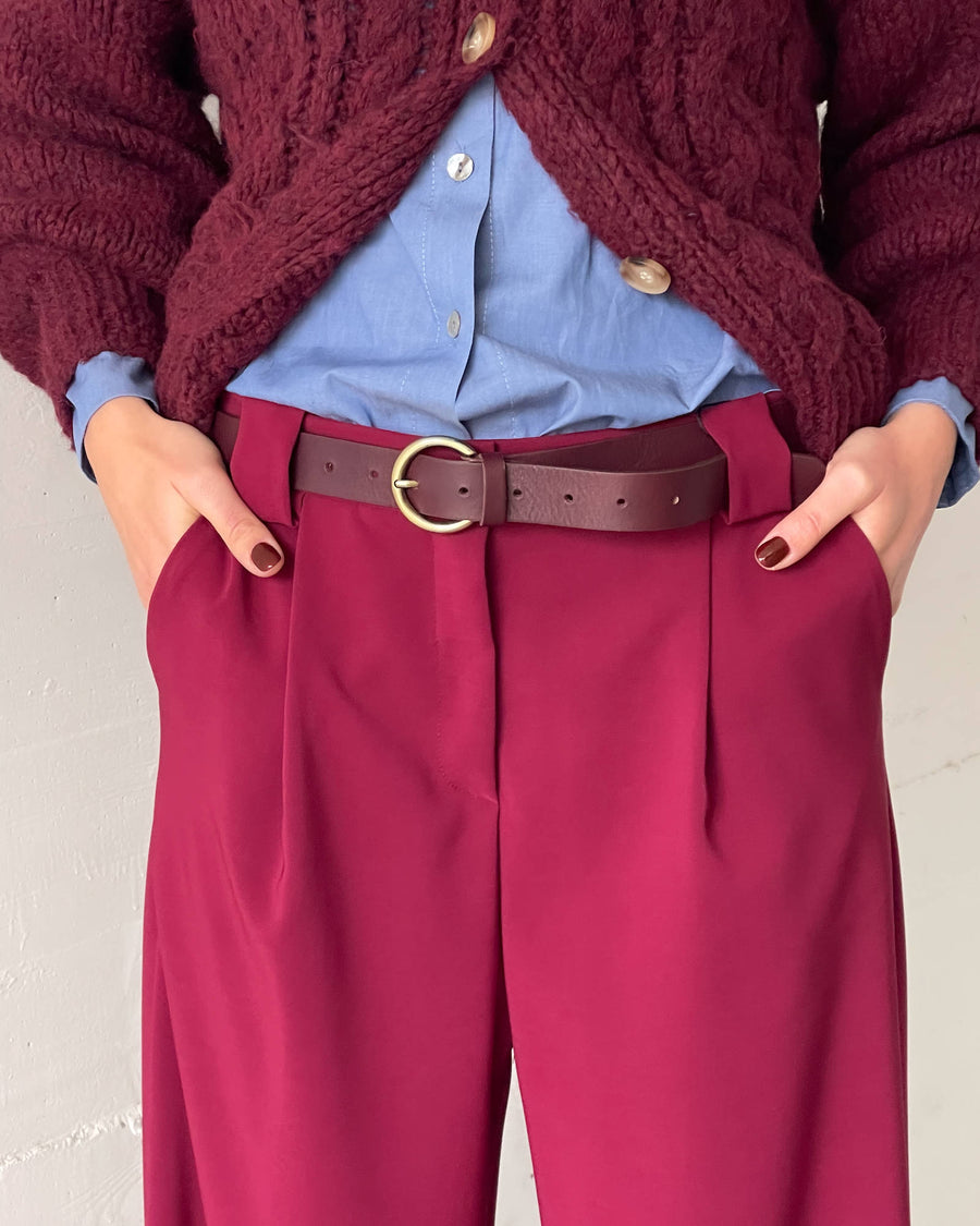 OVERSIZED DAMIAN TROUSERS CHERRY