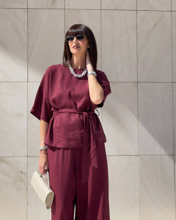 T-SHIRT CON CINTA DORIS BORDEAUX