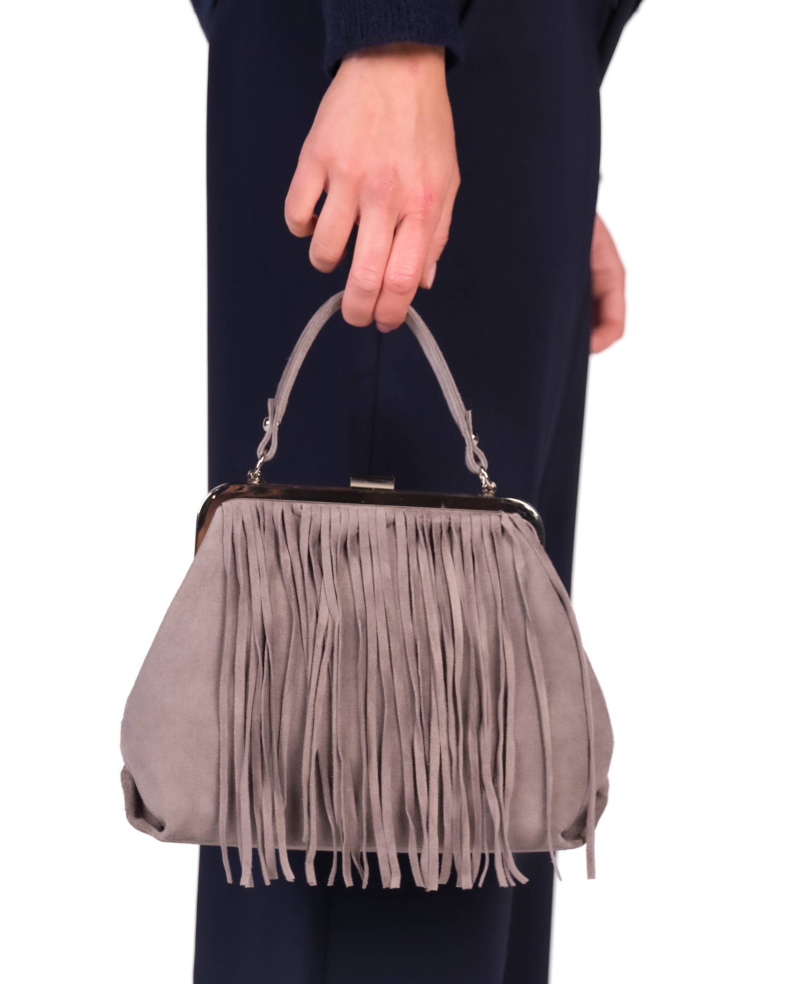 BORSA ESCAPE CON FRANGE GRIGIO