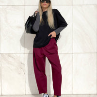 PANTALONE LIAM IN PUNTO MILANO BORDEAUX