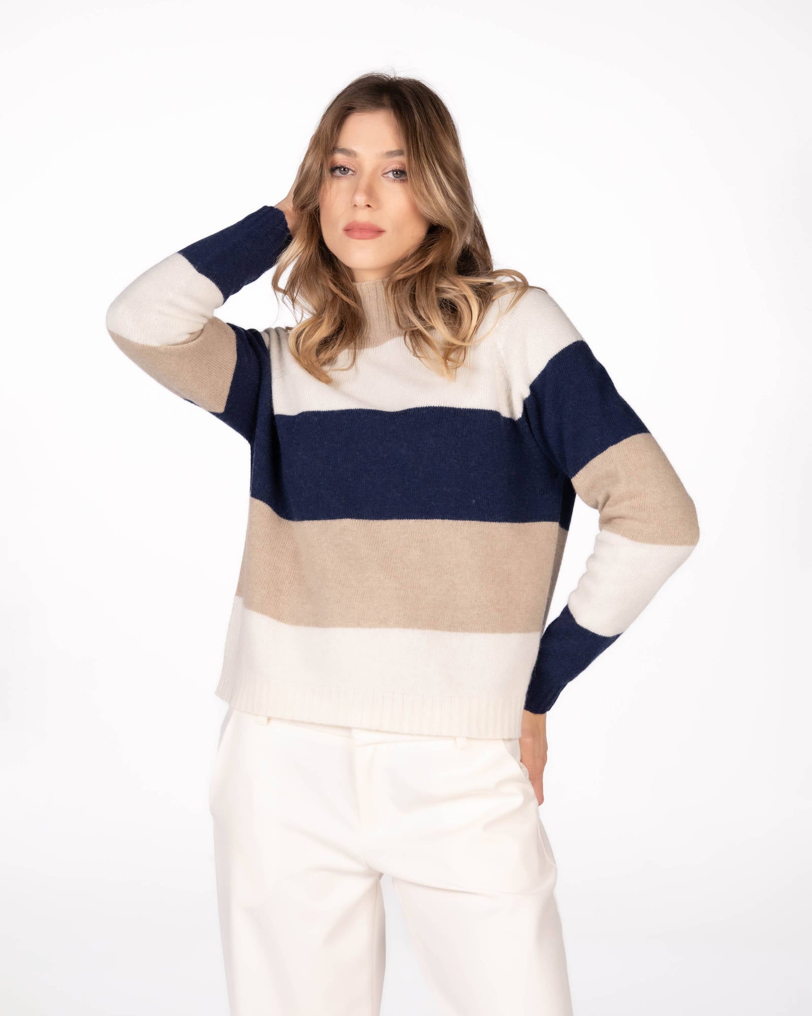 PULL CASHMERE BLEND RAQUEL BLU PANNA