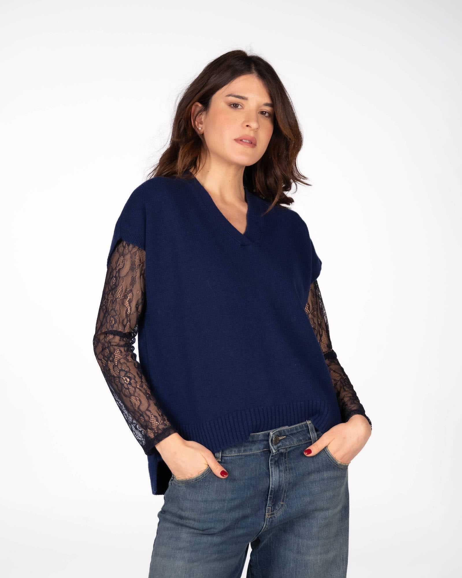 GILET IN LANA ARIEL INCHIOSTRO